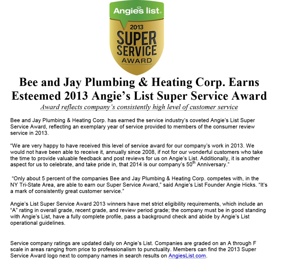 We received Angie's List 2013 Super Service Award! 